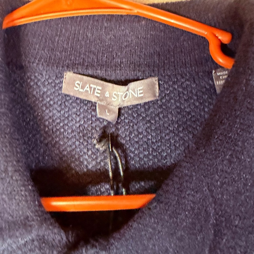Slate & Stone Mens Dark Blue Button Up Sweater Cardigan S3SWT30551 NWT Large - Picture 2 of 7